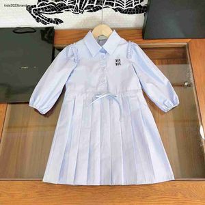 Designer Girl Rapel Jurk Babykleding Lace Up Taille Design Kids Frock Maat 90-150 cm Fashion Shirt Design Kind geplooide rok Aug11