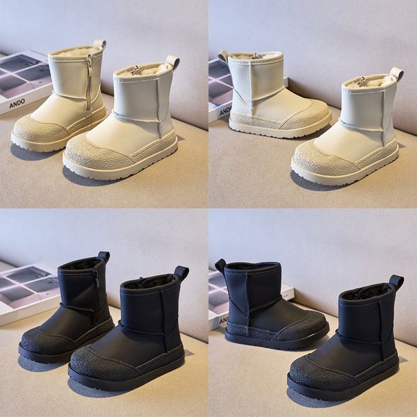 Botas de diseñador para niñas, botines para niños pequeños, zapatos para niños, botas para bebés, zapatos de invierno para niños en blanco y negro