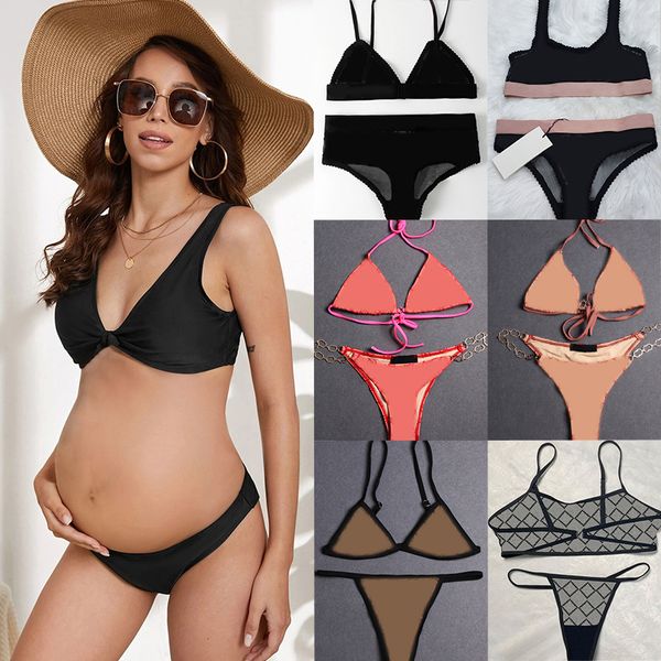 Diseñador Niñas Ropa interior de encaje Ropa interior Letras calientes Tangas Bikini Body sexy Bustiers Sujetador Ver a través de calzoncillos bordados Conjunto Señora Mujer Maternidad Tanga Tankini