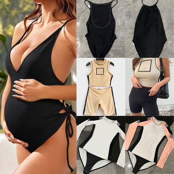 Diseñador Cartas para niñas Conjuntos de bikini Traje de baño de lujo caliente Traje de baño de cintura alta informal Señora Sexy Una pieza Monokini de diamante Maternidad Push Up Tangas Traje de baño de playa