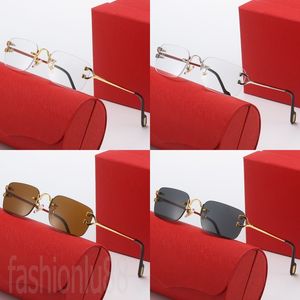 Designer bril mode luxe zonnebrillen voor mannen zakelijk draagbaar rijden lezen gafas de sol dames delicate frameloze designer zonnebrillen vrouwen PJ039 B23