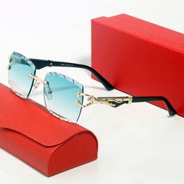 designer bril mannen zonnebril mannen randloze diamant geslepen lenzenvloeistof buffelhoorn houten frame bruin lens Mode ins net rood dezelfde mannen en vrouwen vintage groothandel 7288