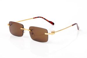 Gafas de diseñador Gafas de sol Sin montura Cuadrado Personalidad Hierba 6 colores Oro Plata Hombres Gafas de sol Sombrilla Transparente Gafas de sol Eyeglas KWFG