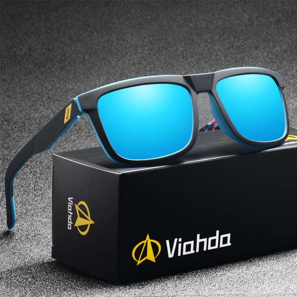 Gafas de diseñador Viahda Box Gafas de sol a prueba de viento al aire libre Gasas polarizadas Ciclismo Mens Deportes