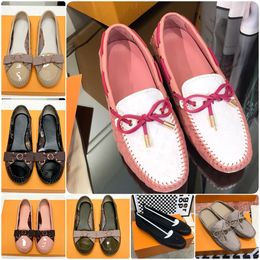 Designer Gloria Flat Loafer Sandalen Popi Flat Ballerina Classics Loafers Dames Dress Shoes platte schoenen CanvasReal Loafers two tone cap toe Mode casual schoenen