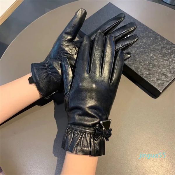 Gants de créateur en cuir avec lettres, gants en dentelle pour dame, accessoires de mode d'hiver