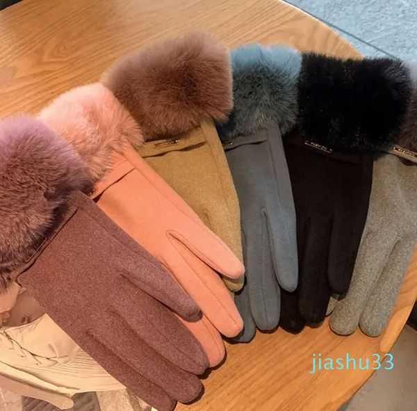 Gants de créateur pour écran tactile, peluche d'hiver et peluche épaisse coupe-vent