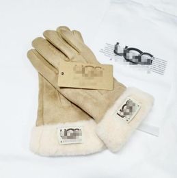 Gants de créateurs gants d'hiver de luxe femmes gants du bout des doigts designer laine de mouton hommes cinq mitaines de doigt imperméable velours thermique