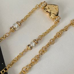 Designer Gold Heart Hanger Ketting voor vrouwen Fashion Lock Pearl Chain Netties Brand Letters Sieraden Dames Luxe Diamanten Jewellry Gifts 925 Silver -7