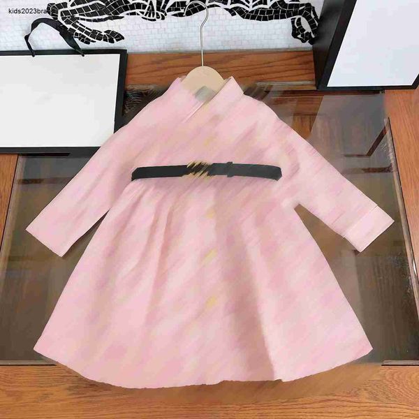 Designer Gold Single Breasted Girl Abel Robe Baby Clothes Kids Robe avec Taille de la ceinture 110-160 cm Lettre de grille Prince Child Jupe août