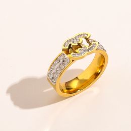 Designer Gold Wedding Rings Damescirkel liefde diamanten ring cadeau mode mode sieraden paar familie accessoires feest verjaardag multi -size met doos