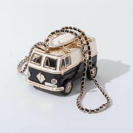 Designer Golden Mini Van en forme de sacs de dîner de haute qualité Femmes Mignon Bus Bus Sacs d'embrayage Gold