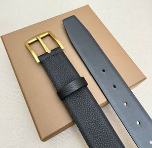 Ceinture en cuir véritable noir classique de styliste avec boucle en or, ceintures de robe à la mode pour hommes, ceinture décontractée avec boîte