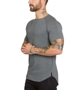 Designer gymkleding fitness t-shirt herenmode verleng hiphop zomer t-shirt met korte mouwen katoen bodybuilding haaienmode