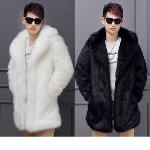 Designer Haining offre spéciale automne/hiver cheveux hommes manteau épaissi longueur moyenne à manches longues fausse fourrure 1F4F