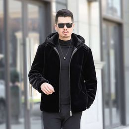 Haining – manteau d'hiver en vison pour homme, veste à capuche en fausse fourrure, chaude, K1Y1