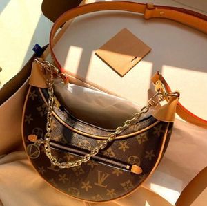 Designer Half Moon Schoudertassen Dameshandtas Vintage Metalen ketting Onderarmtas Marel Gedrukt Crossbody Tas Hoorn Vorm Turnus 156