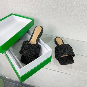 Diseñador Tejido a mano, zapatillas grandes tejidas de fondo plano, zapatos de playa para mujer con caja EU42 Entrega gratuita