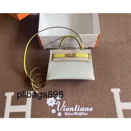 Designer Handbag Kliys Genuine Leather 7A bag mini 2nd generation 19cm pearl gray 80 piece lemon yellow Chevre goat gold buckle