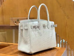 Diseñador Bolso de mano Banquete Banquete Bolso Classic Bag 25 30 cm Beton 8L Color completamente hecho a mano usando Hardware original Crocodile Matte 24k Gold