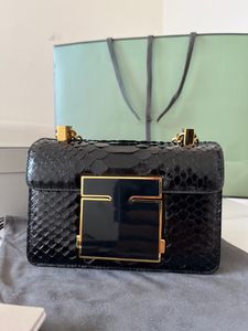 Designer Handtas Luxe portemonnee Dames Schoudertas Smalls Maat 17 cm gemaakt met Zuid -Afrika Raw Python Huid Goud Black 2 Kleuren Snelle levering Groothandel Prijs