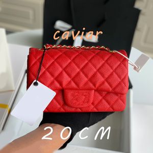 Bolso de diseñador Bolsos de lujo Bolsos de hombro Bolsos de lujo Bolsos de lujo Bolso rojo Mini Bolsos de noche 20 cm 10A Solapa Cuero real Dos colores de cadena disponibles Carteras Chaln