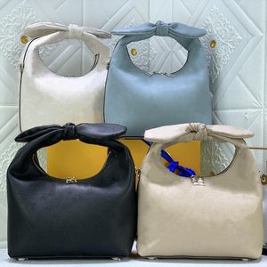 Bolso de diseñador Bolso de hombro de cuero genuino perforado Crema Beige Cadena trenzada en forma de nudo para mujer Bolsos cruzados de lujo