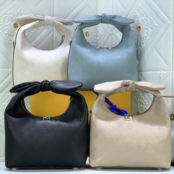 Designer sac à main perforé en cuir véritable sac à bandoulière crème Beige femmes noeud-forme tressé chaîne luxe sacs à bandoulière