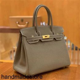 Designer-Handtasche Platinum Pure Sewn Brand Damentasche Luxus Original Togo Lederhandtasche 30 Taschen in Elefantengrau