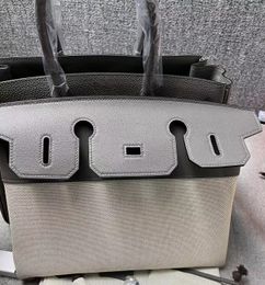 Diseñador Handbag Women Totes 25 cm más nuevo Italia Togo Cuero interior Bolsa de embrague Bolso genuino+lienzo Toppest Color negro marina oscura de calidad oscura