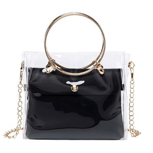 Designer- Handtas Vrouwen transparante bucket Bag Clear PVC Jelly Kleine schoudertas vrouwelijke ketting crossbody messenger tassen 225p