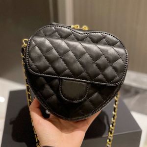 Bolsos de diseñador Bolso de cadena de grasa cuadrada en forma de corazón Bolso de cuero real para mujer Bolsos de hombro de corazón de gran capacidad Bolso de mensajero acolchado de calidad superior