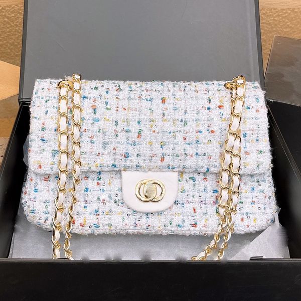 Bolsos de diseñador Bolso de alta calidad Bolso bandolera Bolso de oro rosa Bolsos de noche pequeños Cadena de charol de tela Carteras de mujer de alta calidad de moda