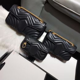 Bolsos de diseño Bolso de moda de lujo Two G Marmont Wave Pattern Bolso de cadena Bolso de hombro Crossbody Lady Leather Ladies Tote Bag