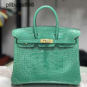 Designer Handmade 7a Sac à main Bikns Veille de cuir véritable cocodile 25cm Femmes Elegant Luxury Green3qoy