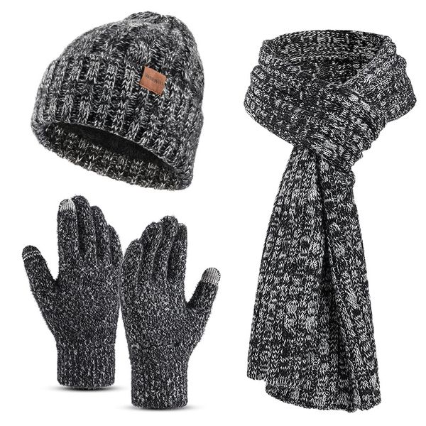 Chapeau de créateur, écharpe, gant, ensemble trois pièces pour hommes et femmes en automne et en hiver, bonnet tricoté chaud et moelleux, ensemble écharpe