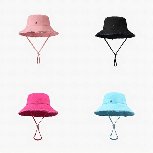 Chapeaux de créateur seau chapeau de pêcheur pour femmes casquette effilochée dames fille chapeau de parasol mode plage casquettes de soleil plusieurs couleurs