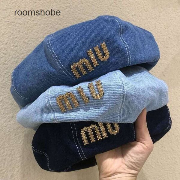 Hates de diseñador Boina de dhinestone Hat casual Denim Bud Mui Hat 0qfj