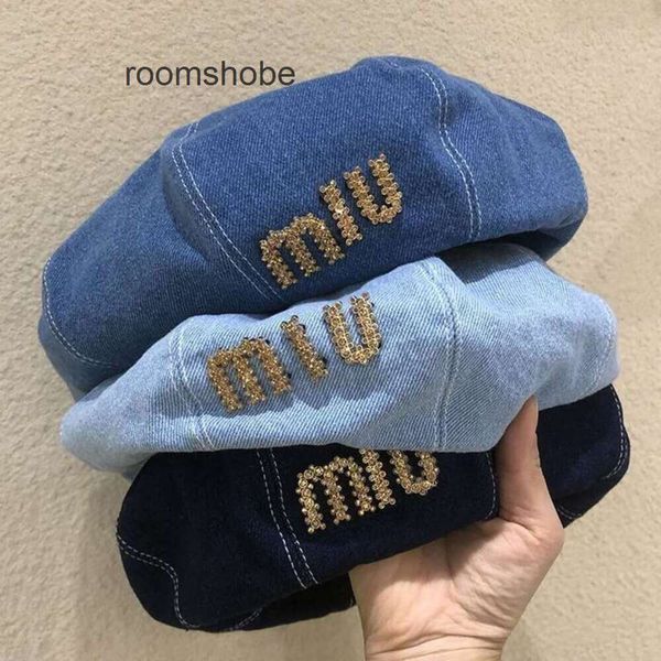 Hates de diseñador Boina de diamantes de imitación de diámetro casual Denim Bud Mui Hat 0qfj U4H2