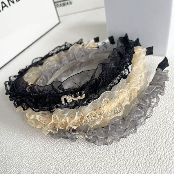 Foulard de créateur japonais coréen nouveau haut de gamme noir dentelle cheveux cerceau luxe femmes bande de cheveux à la mode conception épingle à cheveux polyvalent