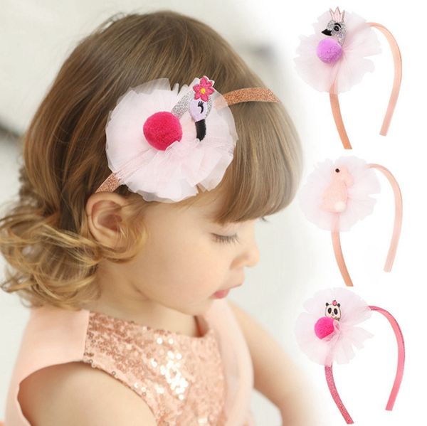 Diadema de diseñador Lace Flamingo Hair Sticks Swan Mesh Head Band Glitter Girls Headwear Accesorios para el cabello 4 diseños opcionales DHW3984