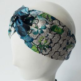 Diademas de diseñador 100% seda cruzada elástica mujer diadema niñas diademas bufanda de lujo accesorios para el cabello regalos retro turbante diademas flores colibrí orquídea