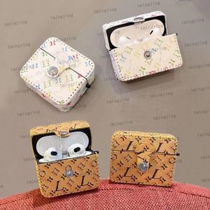 Accessoires d'écouteurs de créateurs Étuis en cuir pour AirPods 1 2 3 Pro Housse de protection Apple Airpod Shell Étui de protection pour écouteurs Porte-clés Crochet Chaîne Bande Lanière Sac