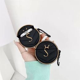 Funda de cuero para auriculares de diseño para auriculares con llavero para Airpods Pro 1 2 3 funda protectora de lujo con letras doradas