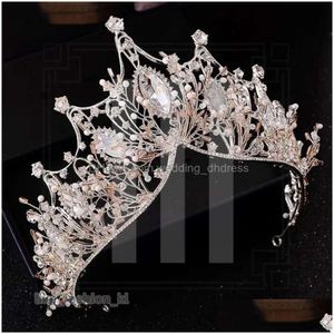 Coiffes de créateurs Pageant de la couronne de mariage roi reine du biadal carré accessoires de cheveux chinois bijoux de mode de mode grande mariée en cristal coiffure dhyej 513