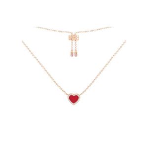 Collier de styliste en forme de cœur pour femmes, accessoires en acier inoxydable, chaîne en Zircon vert et rose, bijoux pour femmes, cadeau 298B