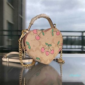 Designer-Heart-vormige tas Mode schoudertas Meerdere stijlen Tote Tas Vrouwen Lederen handtassen Purse Cherry Print Lady Crossbody Bags
