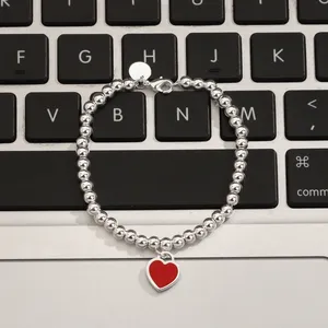 Designer Bracelet en forme de coeur haut de gamme en acier inoxydable Bracelets perlés hommes et femmes Bijoux Noël Valentine Cadeau Fête wedd278Q