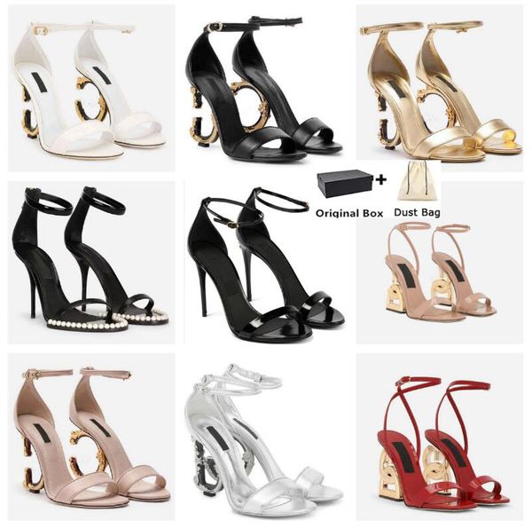 Designer Heel Keira Patent Le cuir sandales surdimensionnées en sandales en satin surdimension