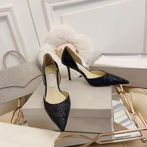 Designer Heel Dames Dress Shoes Luxe Glitter Pointed Pumps Stiletto Heel Eu34-42 met doos trouwfeestje